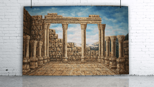 BACKDROP - GREEK RUIN H3m x W6m - Event Rentals