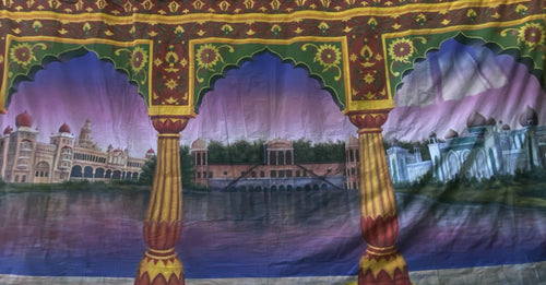 BACKDROP - INDIAN PALACE LOOKING ON WATER H3m x W6m - Event Rentals