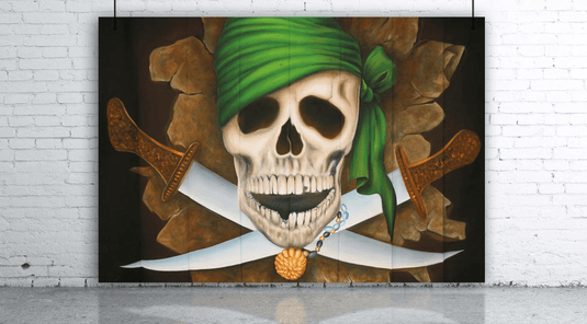 BACKDROP - PIRATE SKULL JOLLY ROGER H3m x W3m - Event Rentals