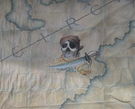 BACKDROP - PIRATE TREASURE MAP WITH SKULL & DAGGER H3m x W3m - Event Rentals