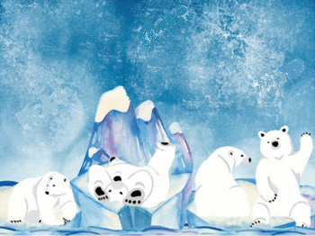 Backdrop - Winter Polar Bears 10ft x 10ft - Event Rentals